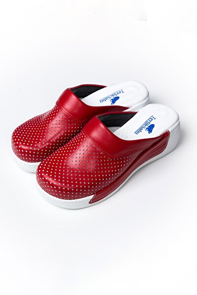 TERLİKSABO Dolgu Topuk Kırmızı Ortopedik Sabo Terlik