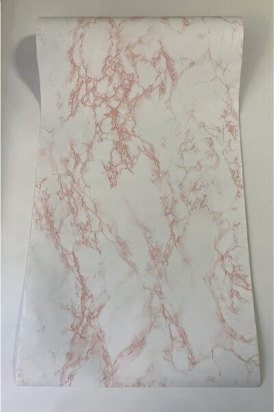 Örtücüm 45 Cm X 1 Metre Pembe Mermer Desenli Yapışkanlı Folyo Kaplama Kağıt 4...