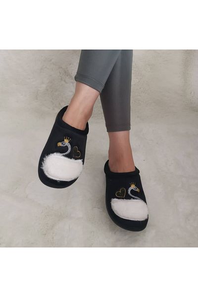 GEZER Orthopedic Closed Front Winter Black Women's Slippers