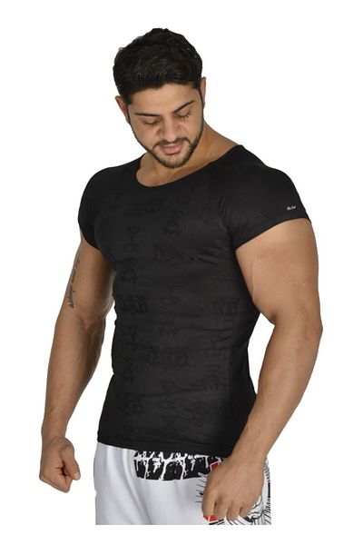 Big Sam تي شيرت أسود بقصة ضيقة 2817