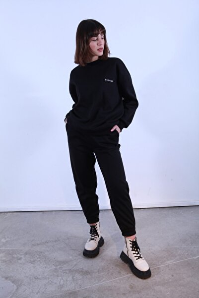 bodega Μαύρο Basic Παντελόνι jogger Πλεκτό Φούτερ