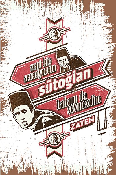 hediyeniburadabul Ρετρό ξύλινη αφίσα τοίχου