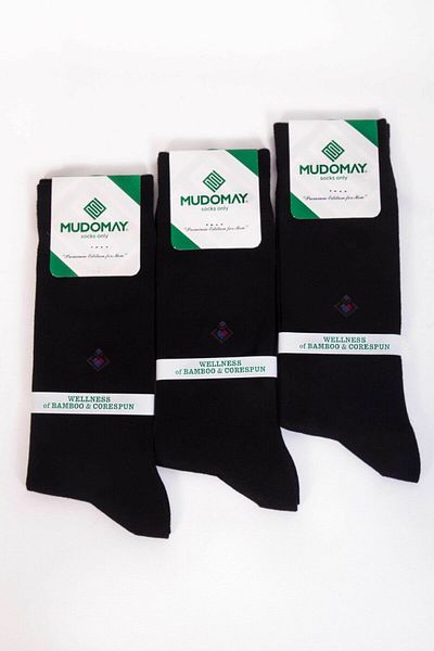 mudomay 6 Pack Seamless Bamboo Corespun εποχιακές μαύρες ανδρικές κάλτσες 26239