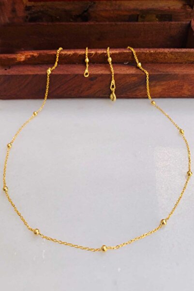 Artuklu Telkari Altın Yaldızlı Kaplama Gümüş 46 Cm Top Top Zincir