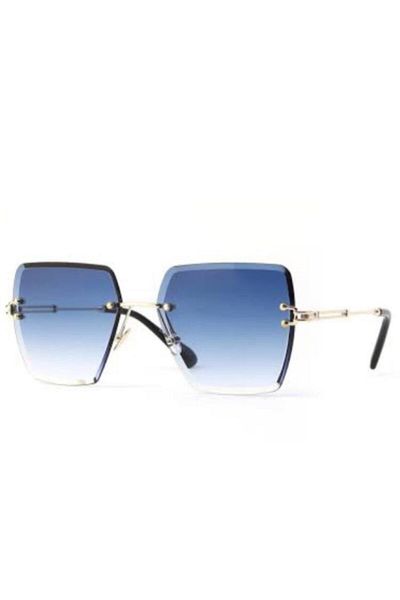 Aybars aksesuar Women's Square Crystal Sunglasses Blue
