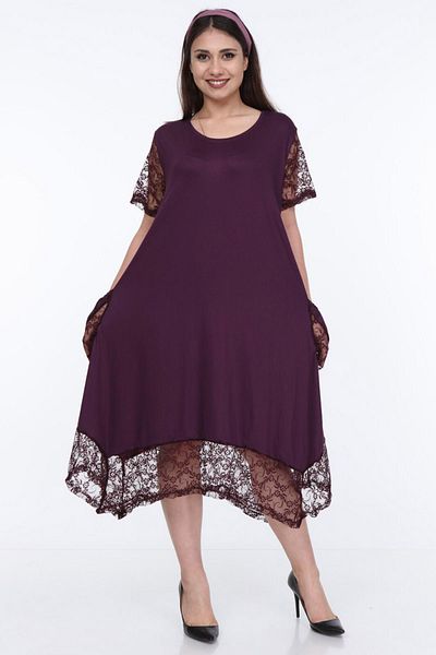 Kheos Lace Detailed Sleeve Pocket and Skirt Dress