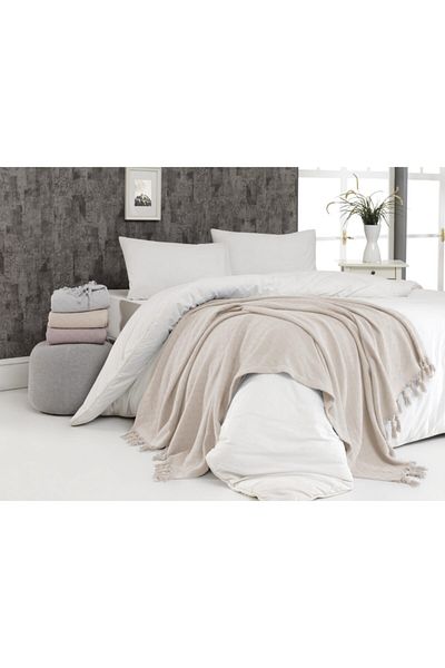 Upline Bianca Beige Pique / Sofa Shawl (120x190)