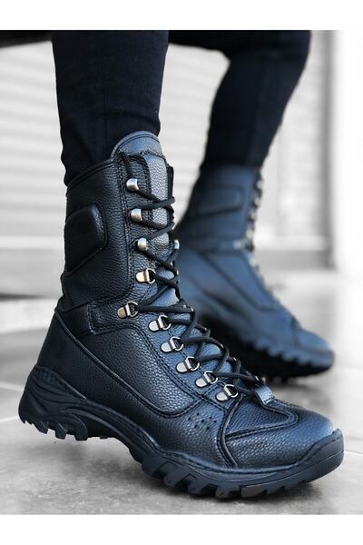 BOA Ba0605 Model Niser Fashion - Black Military Boots, Lace-up