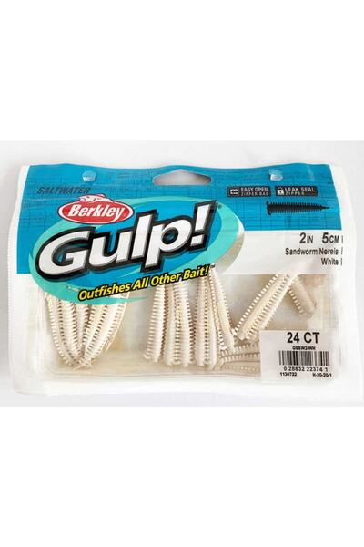 BERKLEY Beyaz Gulp Saltwater Sandworm Silikon  Suni Yem