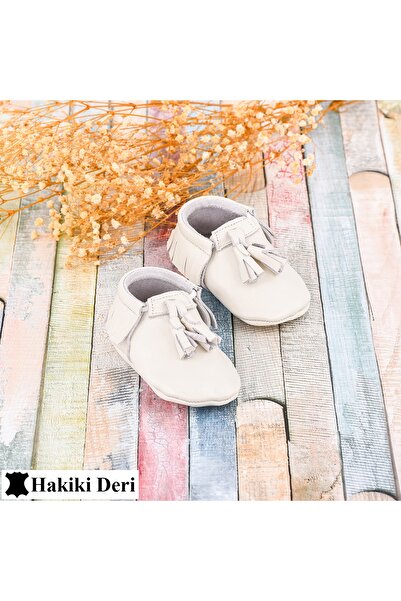 Moosefield Kids Unisex Bebek Krem  Hakiki Deri Patik