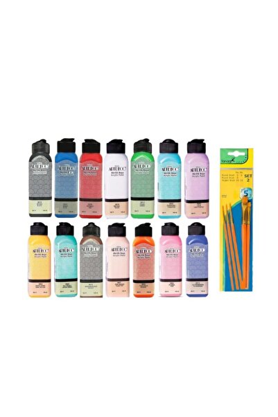 Artdeco Akrilik Boya 140 ml 14'lü Set + Fanart 5'li Fırça Seti