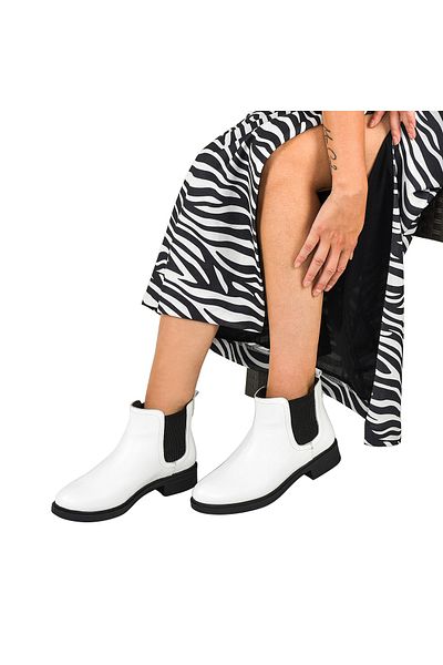Moosefield Genuine Leather White Women's Boots