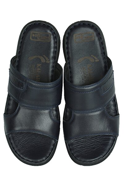 Kalahari 850182 424 Чоловічі сині тапочки з натуральної шкіри великого розміру