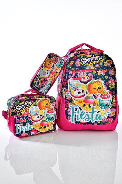 Shopkins 2159 Okul Sırt Çantası 3'lü Set Pembe