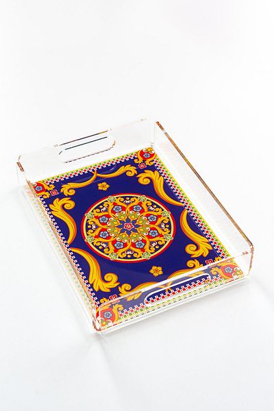 Queen Bee İstanbul Royal Patterned Plexiglass Tray 30cm X 22 Cm
