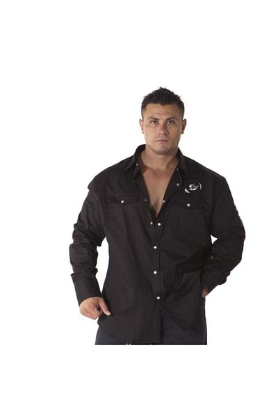 Big Sam Black Snap-On Bodybuilding Shirt 5011
