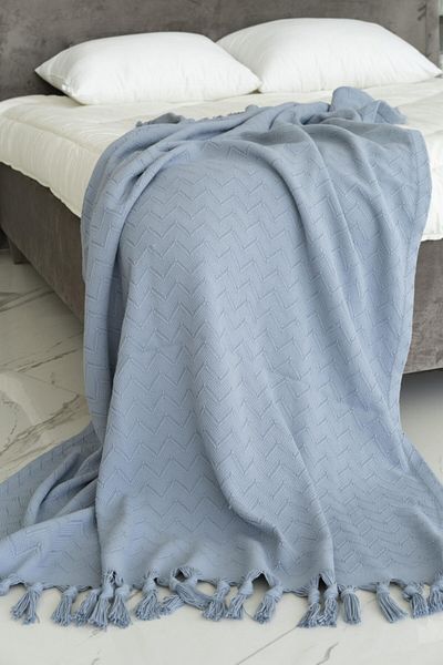 Upline Bianca Blue Pique / Sofa Shawl (120x190)