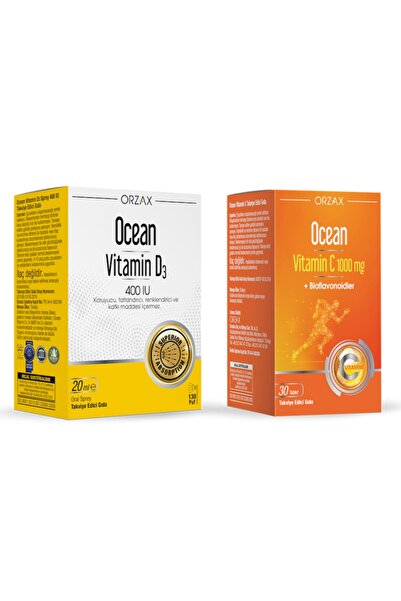 Ocean Ocean Vitamin D3 400'lü Sprey 20 ml + Ocean Vitamin C 1000 mg 30 Tablet