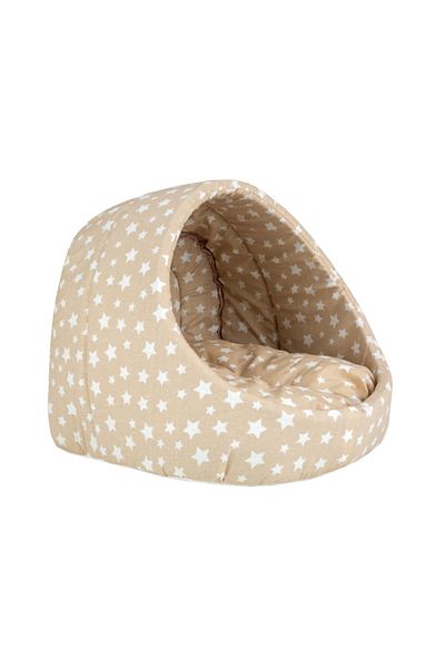 CatHouse Brown Star Patterned Cat Cave - Snakeable 40X40 cm House Nest