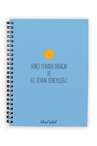 Bikutumutluluk Hediyelik - N013 A5 Tasarım Spiralli Defter - Güneş Yeniden Do...