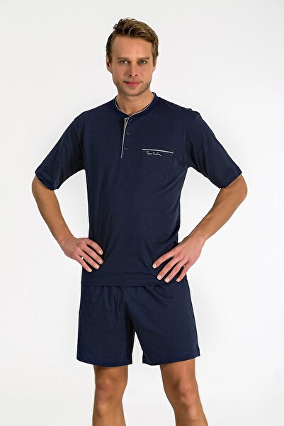 Pierre Cardin 5370 Navy Blue Combed Navy Blue Crew Neck Short Sleeve 3-Piece ...