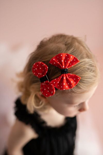 PixyLove Red Girl's 2-Piece Clip Bow Mini Ponte