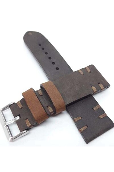 Prizma El Yapımı Deri Saat Kordonu 22mm K. Kahve