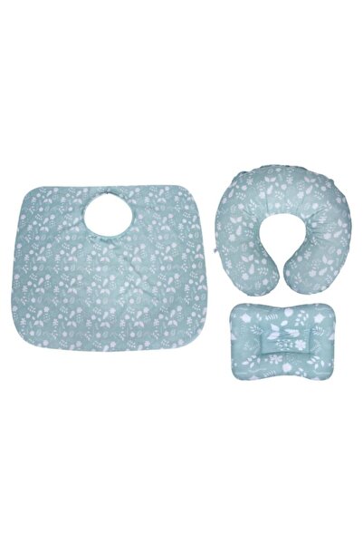 Sevi Bebe Art-75 Leaf Patterned Breastfeeding Cushion Bib Set