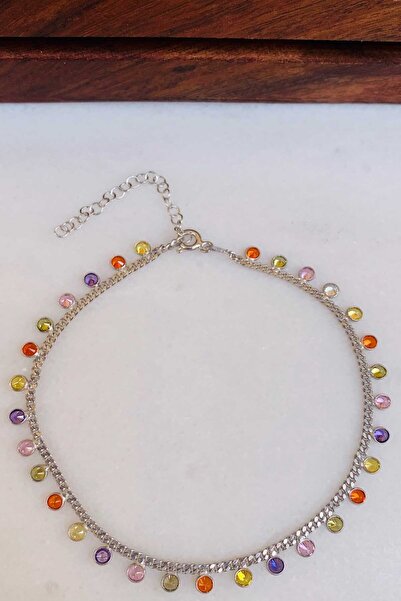 Artuklu Telkari Sallantılı Rodyum Kaplama Trend Model Doğal Taşlı Rengarenk H...