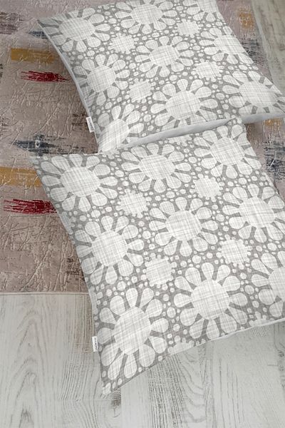 Realhomes Pernă de podea modernă decorativă cu model de denim gri cu motiv soare