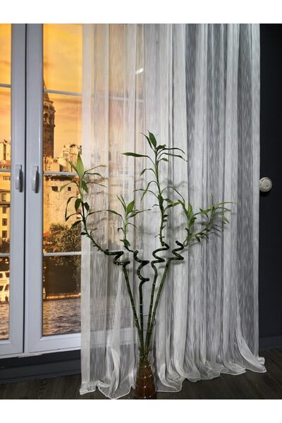 rendecioğlutekstil Tül Perde Nire Desen Sık Dokuma Etek Kurşun Sarım (düz Dik...