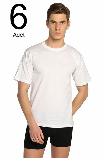 Momslab Men's White 6-Pack Crew Collar Cotton Undershirt