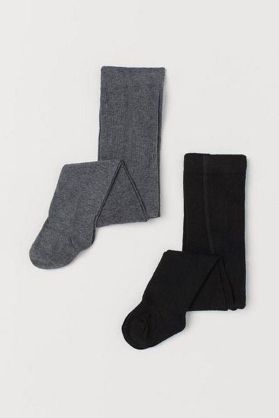First Socks Памучен чорапогащник Ekmen Grey Black 2 пакета