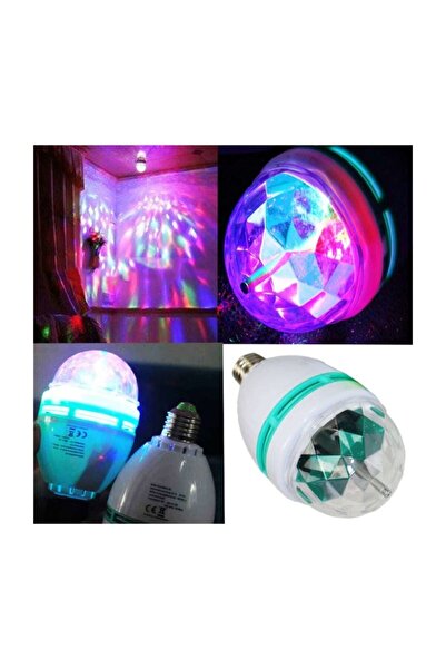 MOBGİFT Renkli Led Dönen Disko Ampulü Disko Lambası Mini Ev Parti Işık