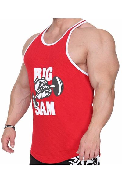 Big Sam قميص تدريب شبكي جديد أحمر 2298