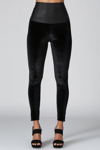 Quincey Velvet Leggings with Leather Belt