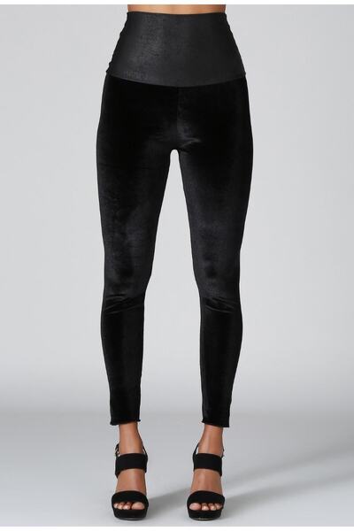 Quincey Velvet Leggings with Leather Belt