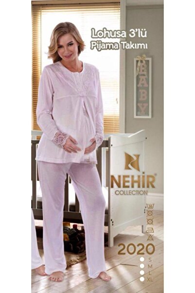 Nehir 2020 Hamile Lohusa Pijama Sabahlık 3lü Takım