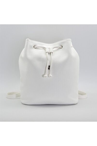 Moda1001 Δερμάτινο σακίδιο πλάτης με καλυμμένη ζώνη και διαμαντένια υφή - Λευκό