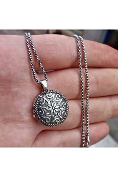Tesbihsepetim 925 Ayar Gümüş Otantik Motif Işlemeli Muska Kolye Ve 55 Cm Popc...