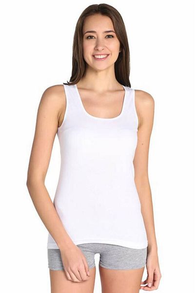 Tutku Tricou cu bretele groase cu nervuri albe pentru femei, pachet economic de 6