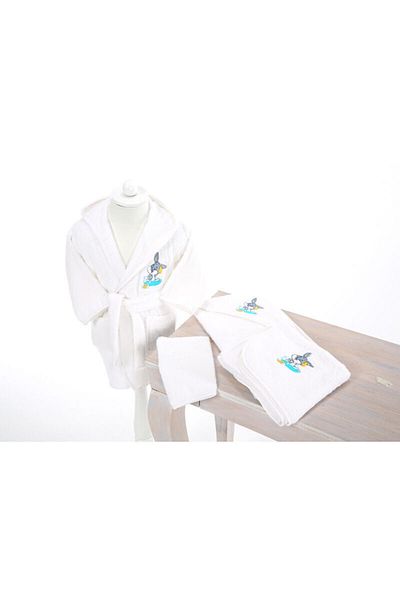 Özdilek Unisex Baby White Bugs Bunny Bachelor Embroidered Bamboo Set