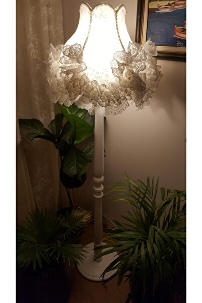 LULUAVİZEM Lambader Kırık Beyaz Çiçekli