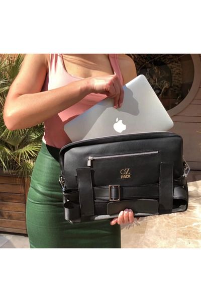 OZPACK كمبيوتر محمول متوسط الحجم باللون الأسود