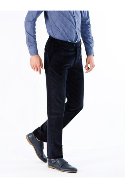 Bilgiçler Ανδρικό βελούδινο κλασικό παντελόνι Navy Blue