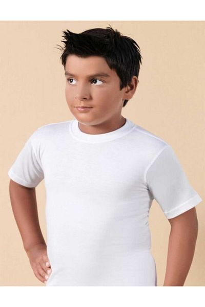 Şahinler Tricou pentru băieți 6 buc - mânecă scurtă, guler închis, Mec003 alb