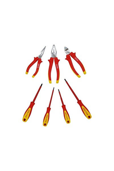 İzeltaş 1000v Izoleli Elektrikçi Pense Yankeski Tornavida Seti 7 Parça Vde
