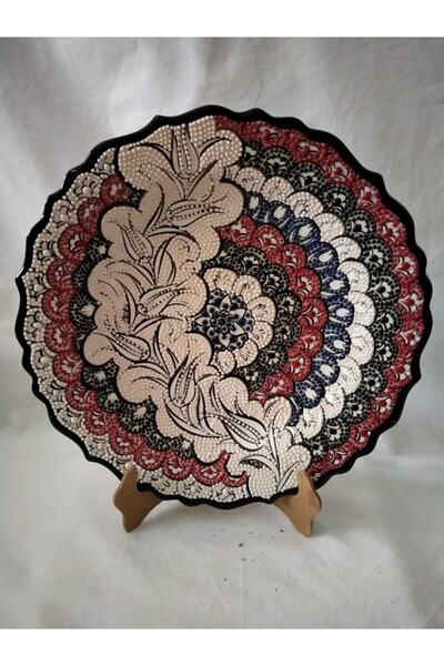 Sultan Çini -çini El Emeği 30 Cm Teşhip Sanatı Özel Tasarım Kabartma Desenli ...