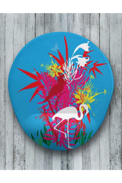 Onartem Colorful Flamingo Oval Wrist Support Mouse Pad