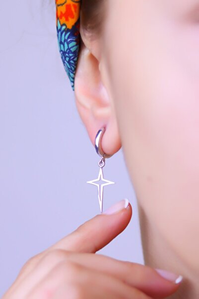 MySilvers Gümüş Astar Kutup Yıldızı Küpe